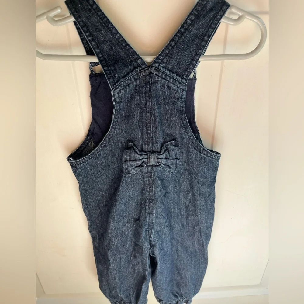 VTG Koala Baby Baby Girls‎ 90s Ruffled Floral Embroidered Denim Overalls 9M